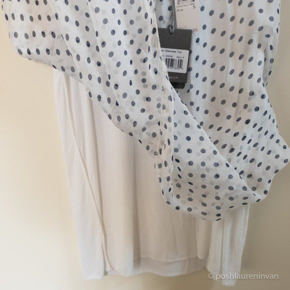 Plum Silk-Blend Sleeveless Top  *NWT* – White / Navy / Polka Dot – US S - Picture 9 of 14